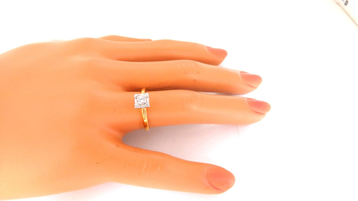 .35ct natural round diamond solitaire ring 14 karat vintage *v