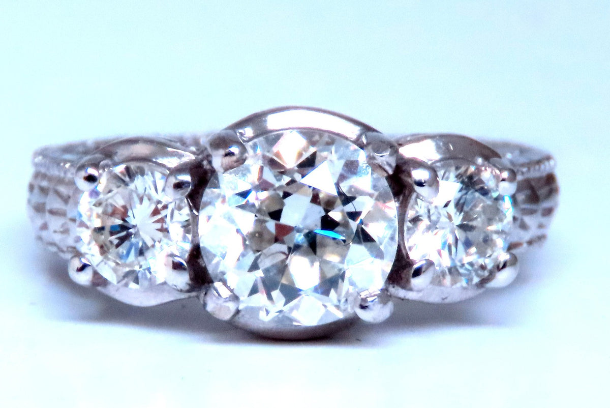 GIA Certified 1.69ct Natural Three stone Diamonds Ring 60884 *v