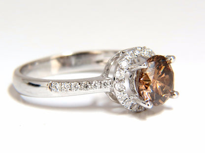1.78ct natural fancy vivid orange brown diamond ring 18kt *v