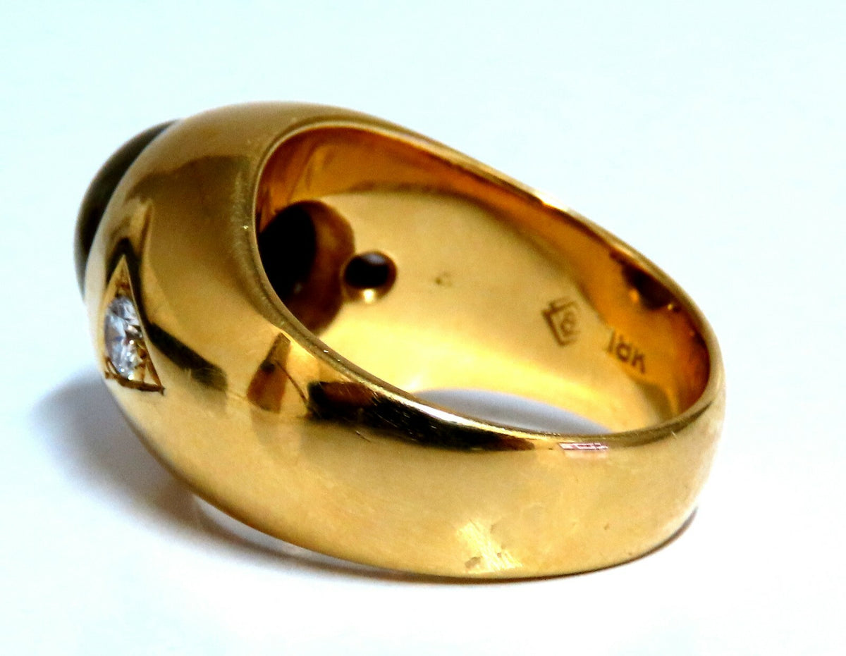 GIA Certified Natural Chrysoberyl Cats Eye Mens Diamond Signet Ring 18kt *v
