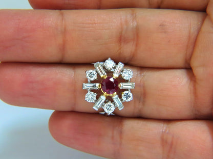 GIA Certified 2.45ct. Natural Ruby Diamonds ring 14kt Art Deco Ballerina Phase*v