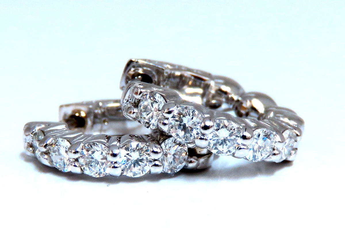 .83ct Natural Round Diamond hoop earrings 14kt 15mm single share prong *v