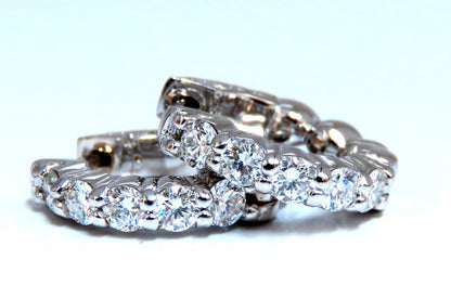 .83ct Natural Round Diamond hoop earrings 14kt 15mm single share prong *v