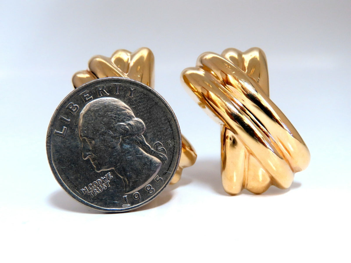 14kt Gold Raised X Clip Earrings Elongated *v