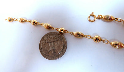 Melon & Bead Link Chain Bracelet 7inch 14kt gold *v