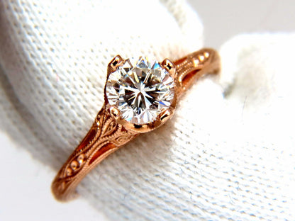 GIA Certified .95ct F.Si1 natural round diamond ring Portuguese Revival 14kt *v