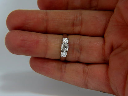1.08CT CLASSIC THREE NATURAL CUSHION & ROUNDS DIAMOND RING 14KT *v