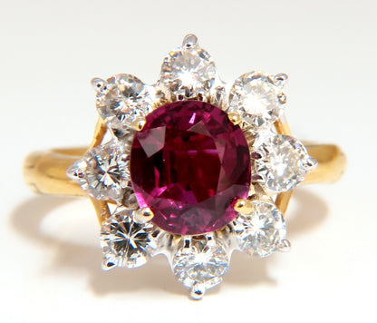 GIA Certified 3.20ct No Heat Red Natural Ruby Diamonds ring 14 Karat *v