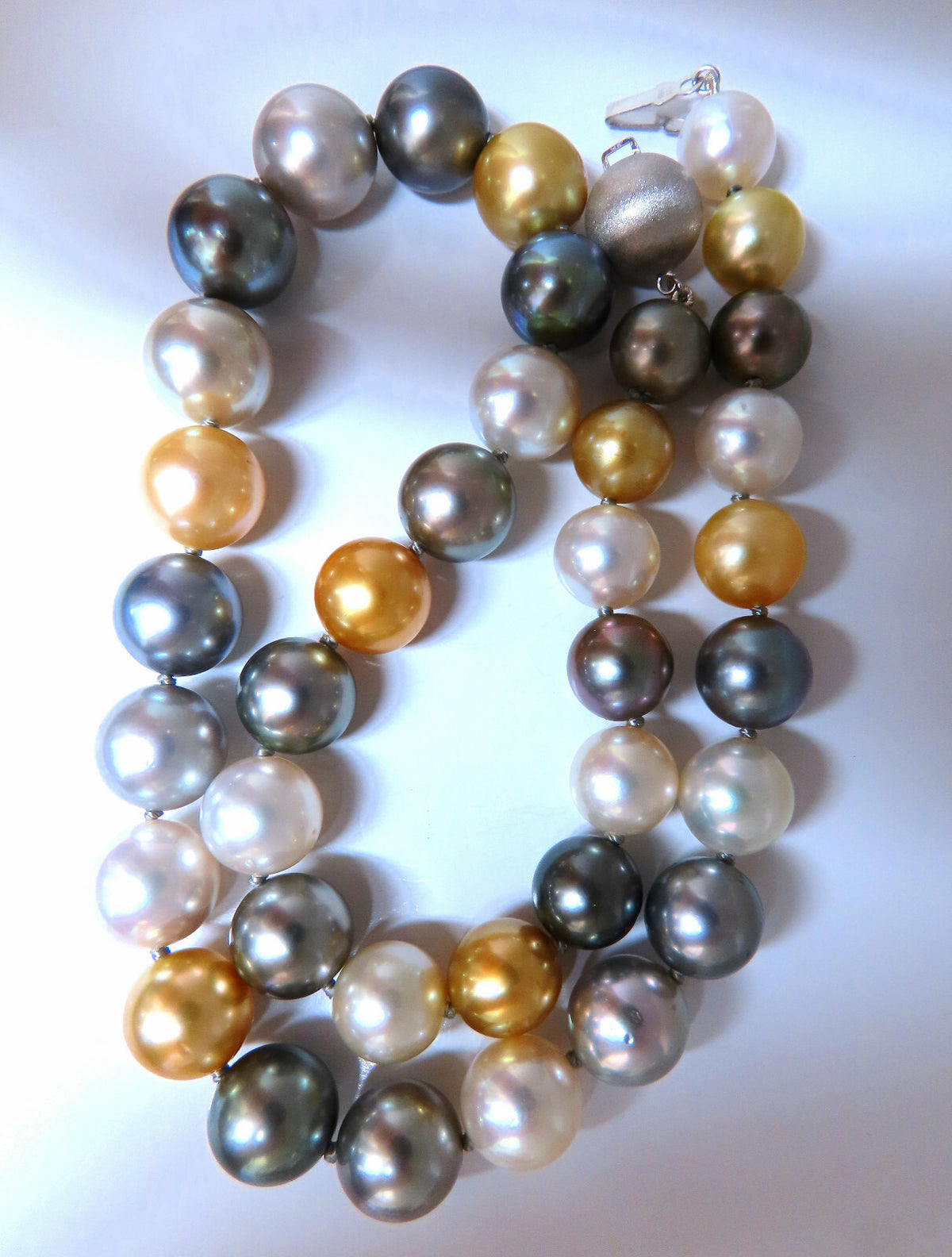 GIA certified Natural Peacock Tahitian Saltwater Pearls necklace 12.6m 14k *v