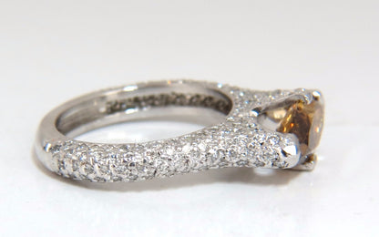 GIA certified 1.46ct Fancy Dark Yellow Brown Diamond Ring Platinum *v