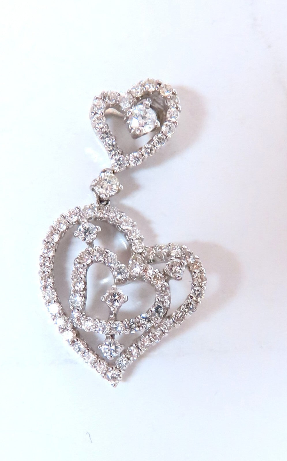 1.02ct Natural Round Diamonds Double Heart pendant 14kt *v