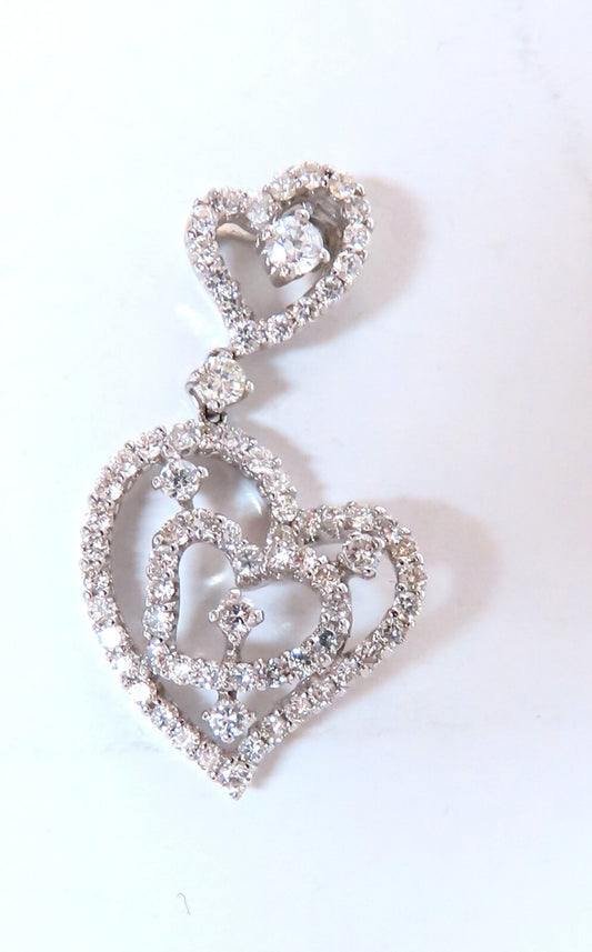 1.02ct Natural Round Diamonds Double Heart pendant 14kt *v