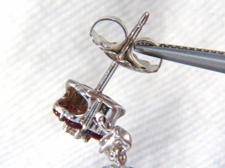 9.74ct Natural Ruby Diamond Dangling Earrings 18kt Roulette Bullseye 12323 *v