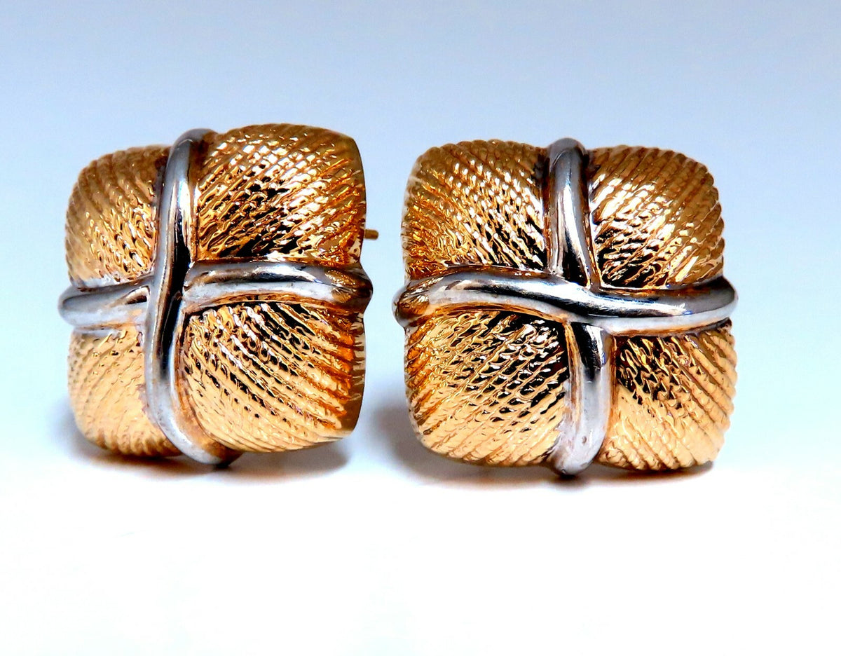 14kt Gold Textured Clip Earrings & Omega *v