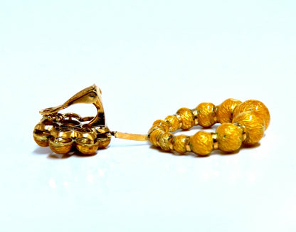 Bohemian European Mod Enamel Ball Bead Cluster Dangle Earrings 18kt *v