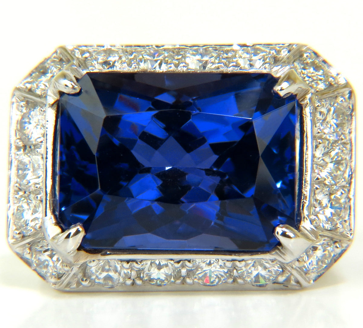GIA CERTIFIED NATURAL 15.06CT 18KT GOLD NATURAL TANZANITE DIAMOND RING *v