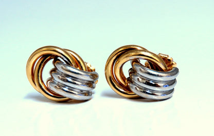 14kt Gold Clip earrings Circular Knocker Two Toned *v