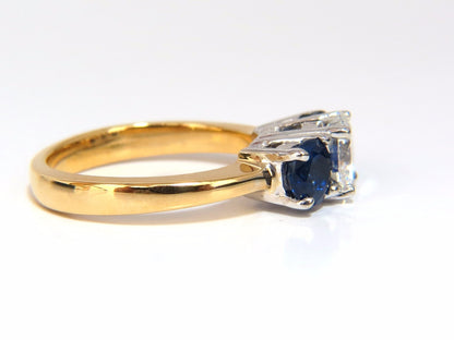 GIA 2.57CT NATURAL ROUND BRILLIANT DIAMOND RING CLASSIC THREE SAPPHIRE*v