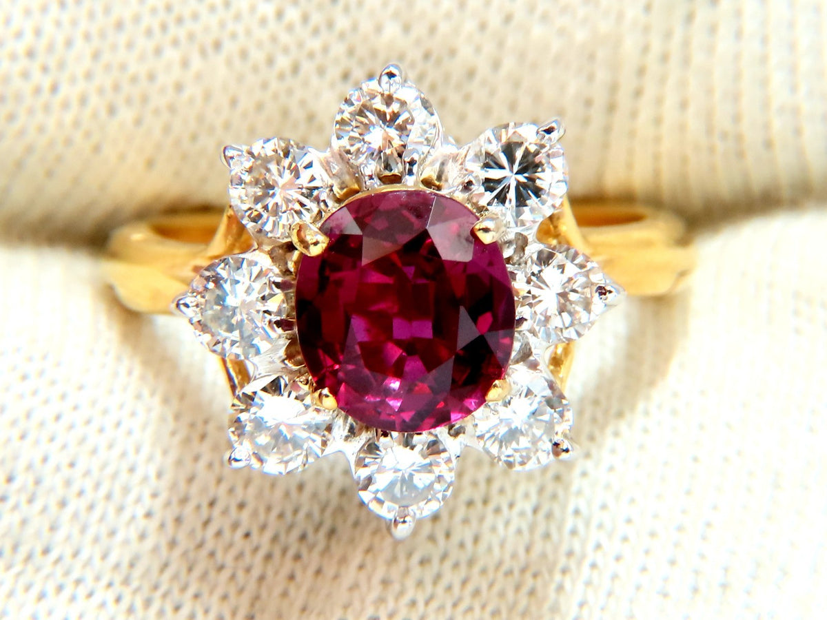 GIA Certified 3.20ct No Heat Red Natural Ruby Diamonds ring 14 Karat *v