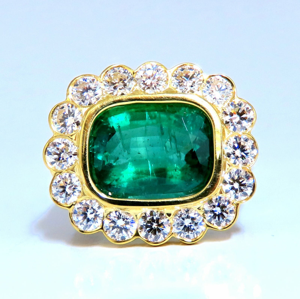 GIA Certified: 4.70ct Natural Emerald Diamonds Ring 18kt Cluster (F2)*v