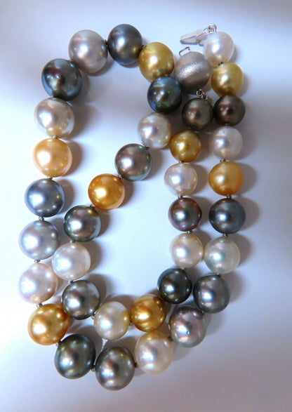 GIA certified Natural Peacock Tahitian Saltwater Pearls necklace 12.6m 14k *v
