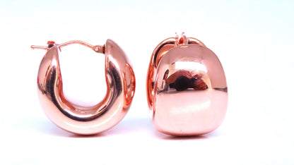 Semi Hoop High Shine Wide Lever Clip Earrings 14kt Gold 12583 *v