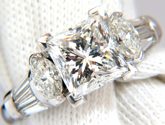 GIA certified 4.77ct. princess cut diamonds ring G/Si-1 platinum classic *v