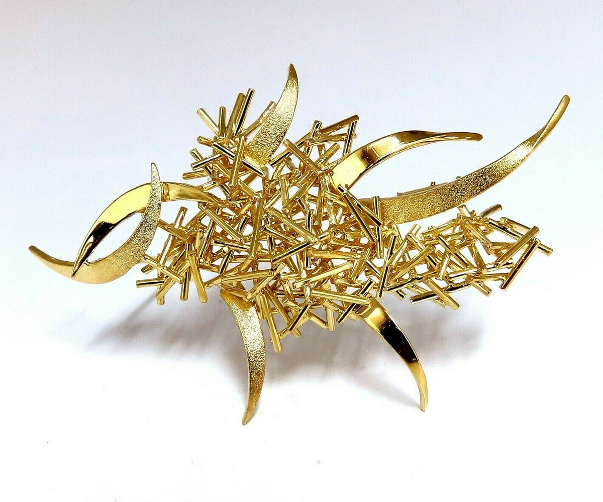 Modern Hand Made Fused Gold Sticks Pin 18 Karat *v