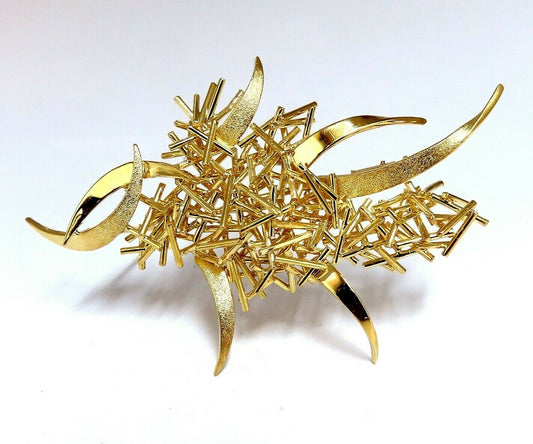 Modern Hand Made Fused Gold Sticks Pin 18 Karat *v