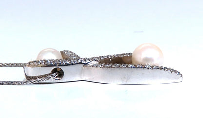 8 mm South Sea Pearls diamonds x necklace 14 karat white gold *v