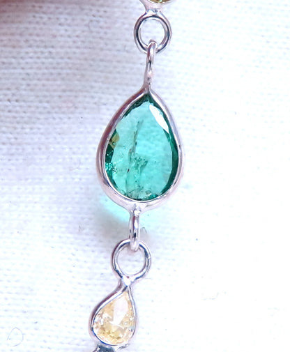 18.50ct. Natural Emeralds Diamonds Yard Necklace 14kt *v