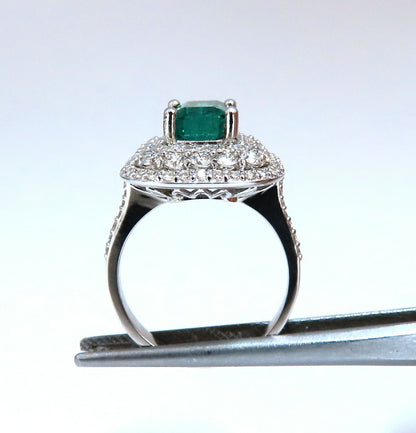 2.70ct Natural Emerald 2.10ct Diamonds Cluster Halo Ring 14kt Fine Select*v
