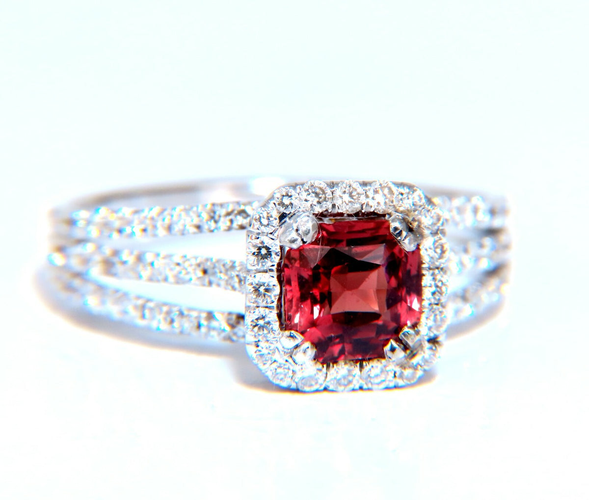 GIA Certified 1.21ct Natural Red Orange No Heat Sapphire Diamonds Ring 18kt *v