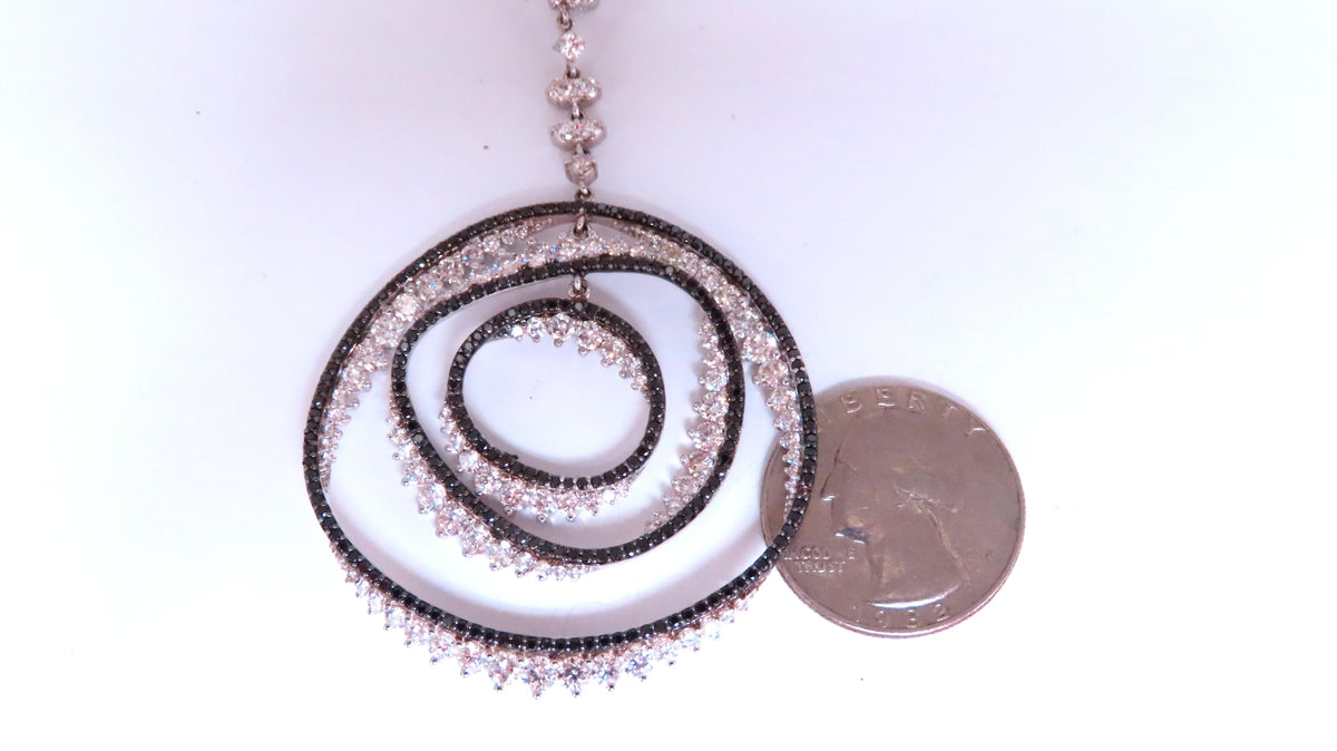 Black For White Diamond Circles Dangle Earrings 18kt 12532 *v