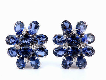 12ct natural oval purple iolite diamond clip earrings 18kt *v