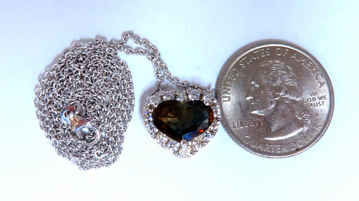 GIA certified 3.23ct Natural No Heat Heart Sapphire Diamonds Necklace 14kt *v