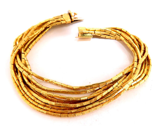 Rustic Nine Stranded 18kt Gold Bracelet 55 Grams 7.5 inch *v