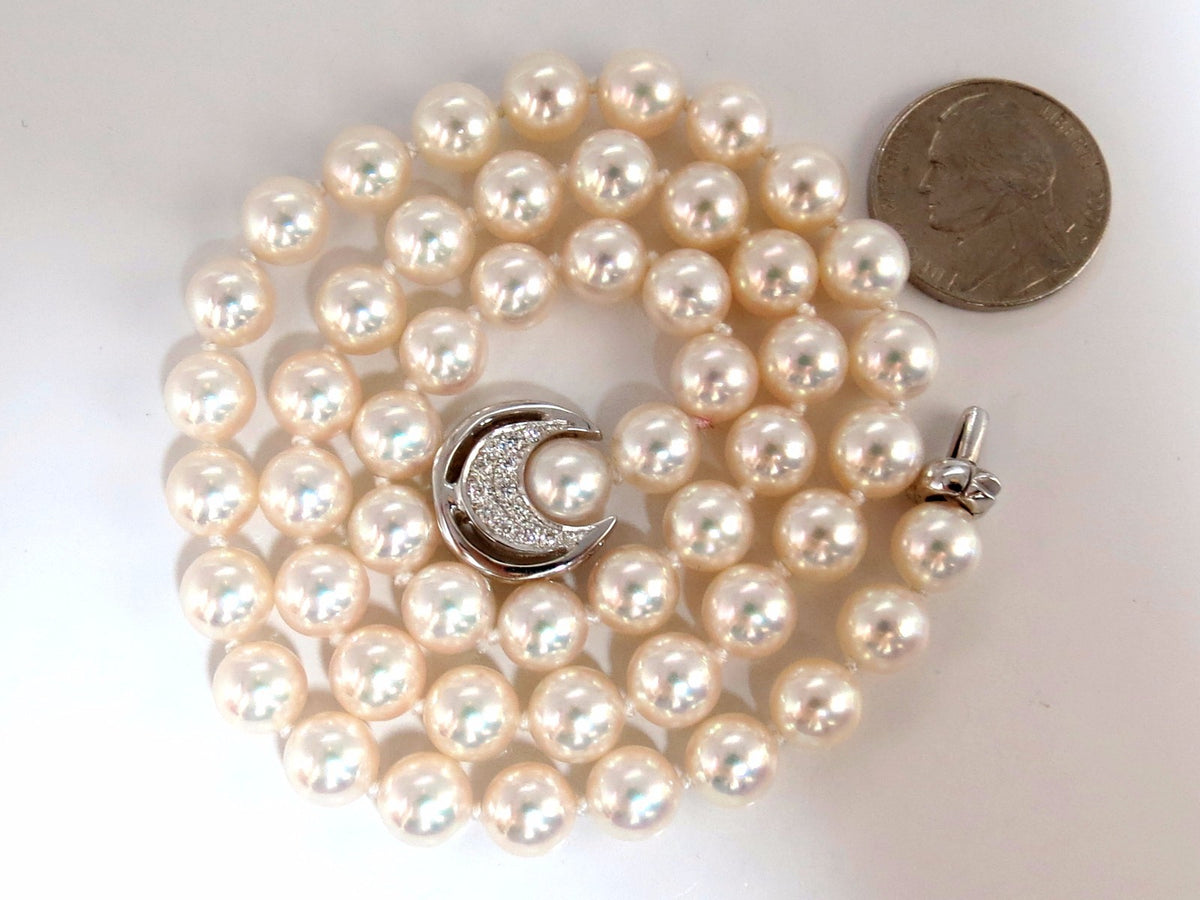 GIA Certified 53 Natural Akoya Pearls Necklace Saltwater Pinctada Fucata 18kt *v