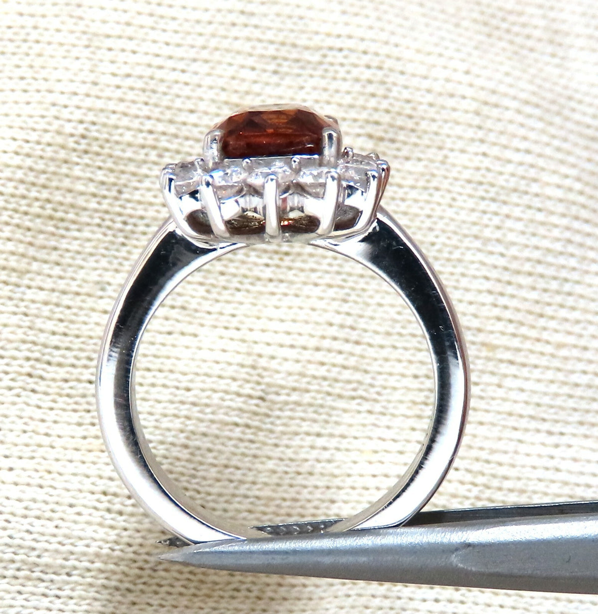 GIA Certified 3.38ct Natural Orange Sapphire Diamonds Ring 14kt No Heat *v