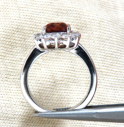 GIA Certified 3.38ct Natural Orange Sapphire Diamonds Ring 14kt No Heat *v