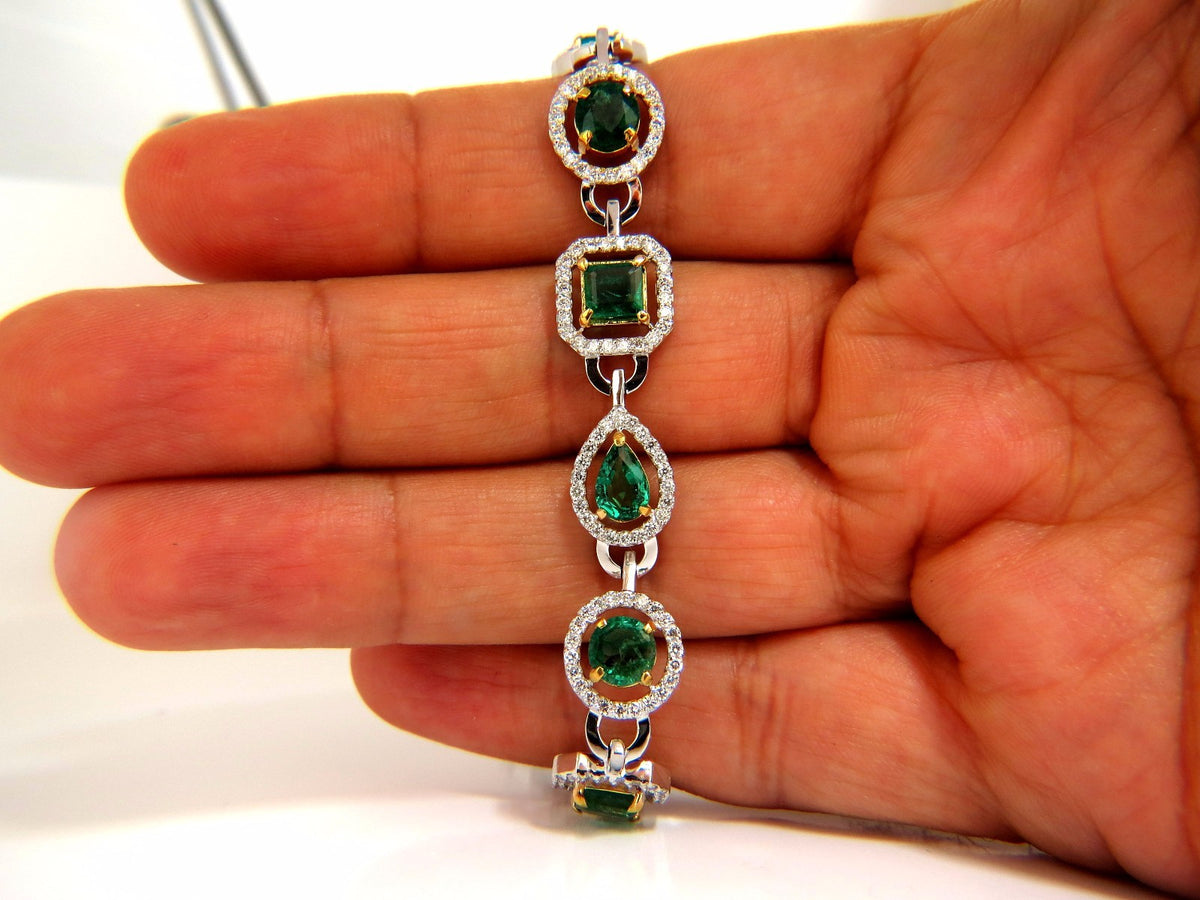 10.62ct natural emeralds diamond halo bracelet 14kt *v