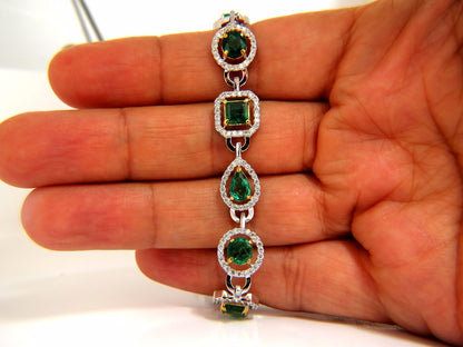 10.62ct natural emeralds diamond halo bracelet 14kt *v