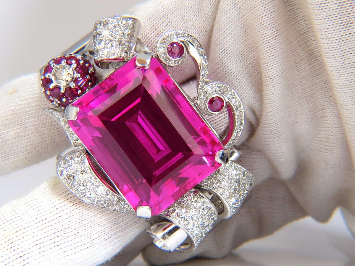 GIA Lab Pink Sapphire Diamonds Ruby Bangle Bracelet Parisian Posh Deco *v