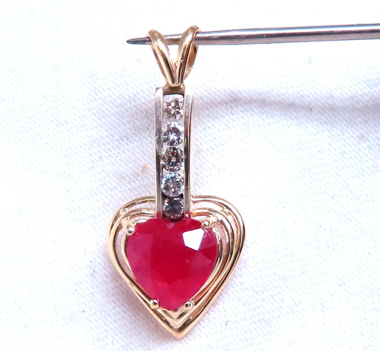 4ct  Enhanced Heart Ruby Diamond Pendant 14kt 12519 *v