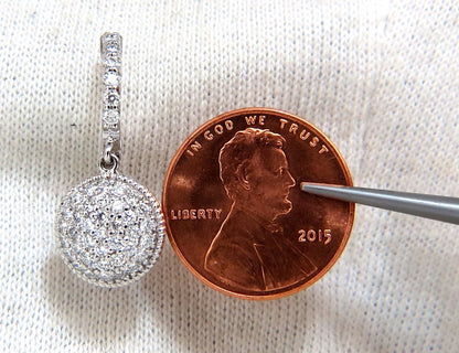1.10ct natural diamonds dangle earrings 14kt circle dangles *v