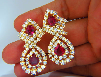 18.96ct GIA Certified natural red ruby diamond dangle earrings 18kt *v