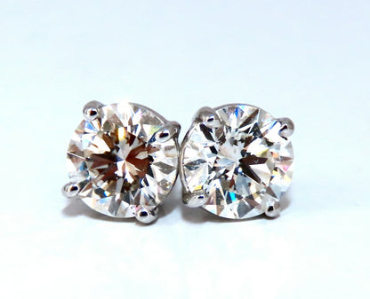 GIA Certified 2.00ct Natural Round Diamond Stud Earrings 14 Karat Ideal Ex *v