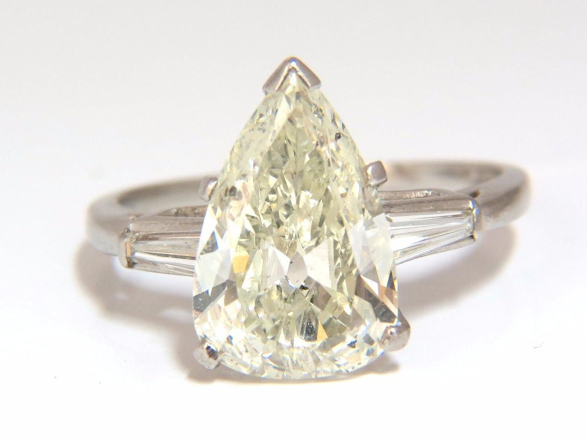 GIA Certified 3.77ct Pear Shape Natural Diamond Ring Platinum Classic *v