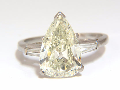 GIA Certified 3.77ct Pear Shape Natural Diamond Ring Platinum Classic *v