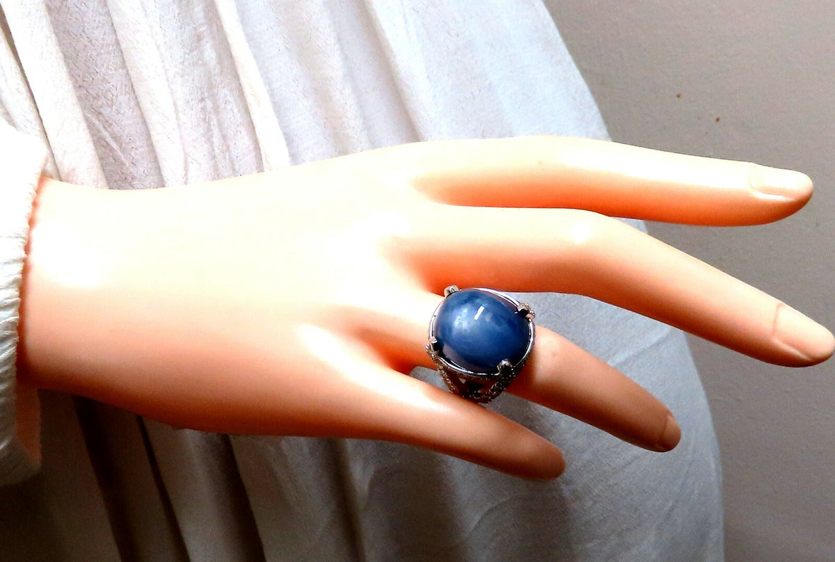 GIA Certified 49.73ct No Heat Color Change Sapphire Diamonds Ring 18kt**